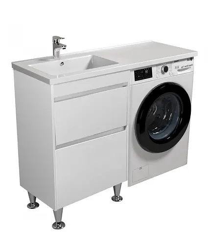 Тумба Мойдодир Wing 60-W з умивальником Rodeo 120 L з крилом над пралкою підлогова Білий - фото 8