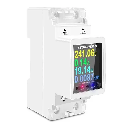 Розумний лічильник електроенергії Atorch AT2PW з wifi, екраном та 4-ма видами захисту на DIN рейку до 100 ампер - фото 2
