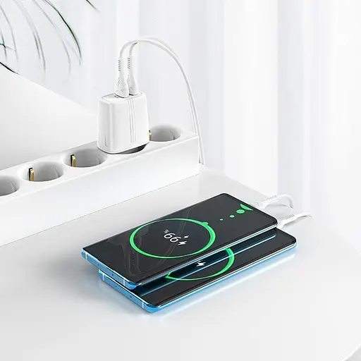 Блок живлення адаптер мережевий Hoco Yizhan Dual Port N12 2 USB 3 A QC 3.0 18 W білий - фото 2