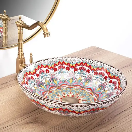 Умивальник Rea Peru накладний з візерунком REA-U6031, Цветной - фото 2