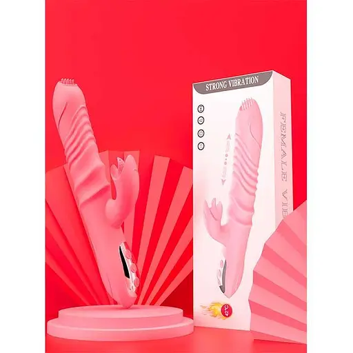 Вибратор силиконовый и с поступательными движениями Pretty Love для женщин с подогревом розовый