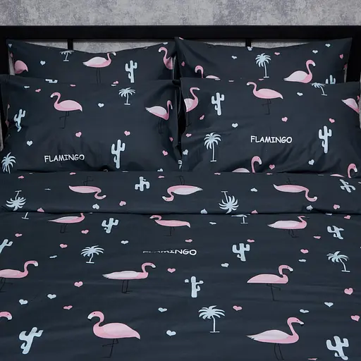 Комплект постільної білизни Moon&Star Satin Elit Flamingo Сімейний 2х160х220 см наволочки 2х70х70 см - фото 3