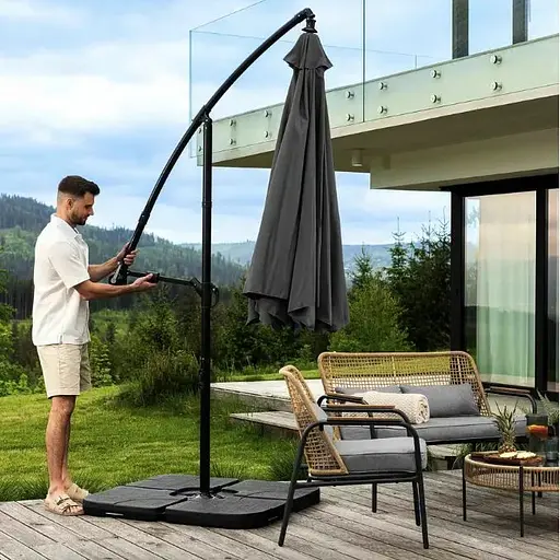 Зонт садовый Di Volio Empoli 350см серый+ Основа садового зонта - фото 2