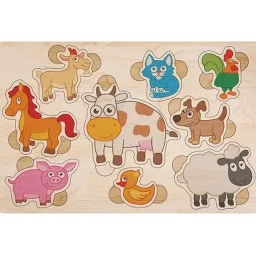 Деревянный цветной пазл Домашние животные