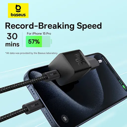Зарядний пристрій набір із кабелем Baseus GaN5 mini Fast Charger 1C 30 W P10110902113-00 - фото 4