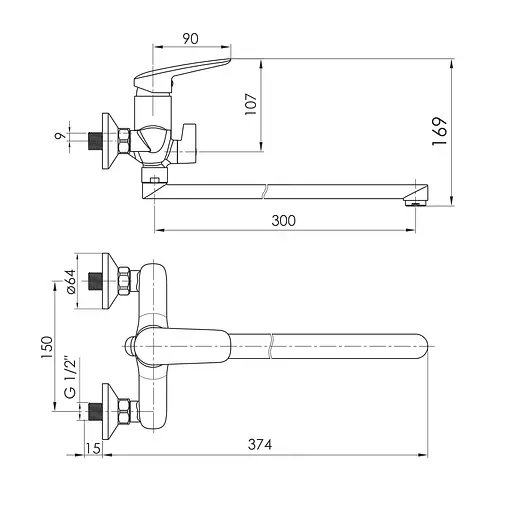 Змішувач для ванни PRAHA new + душовий гарнітур NETKA (35030 new+9014003) хром Imprese SET20220123 Хром - фото 2