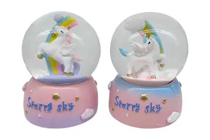 Сніжна куля Єдиноріг-райдуга, 1883-2, зі світловими ефектами, LED - фото 3