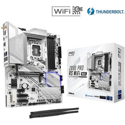 AsRock Z890 PRO RS WIFI WHITE (1851/Z890, 4*DDR5, PCIex16, HDMI/DP/TB4, 4xSATA, 4xM.2, 2.5Glan, 7.1c - фото 6