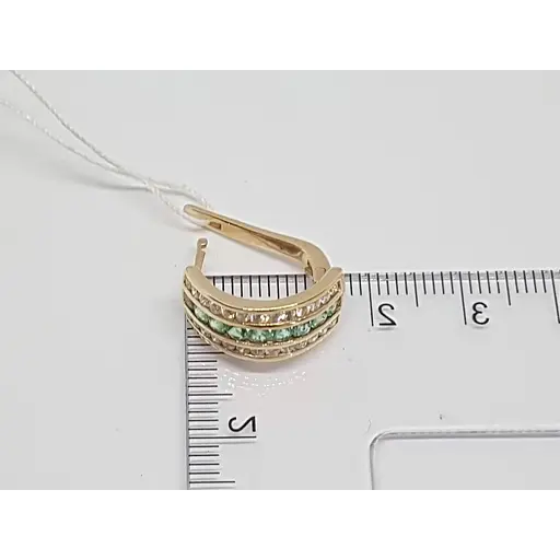 Золоті сережки Центрумикс трейд з діамантами і смарагдом. ЕЕ6119К - фото 4