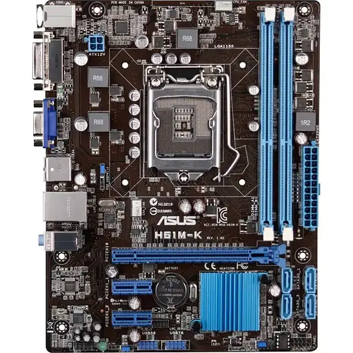 Материнская плата ASUS H61M-K (H61M-K) (Socket 1155, Intel H61, Micro-ATX) Б/у - фото 1