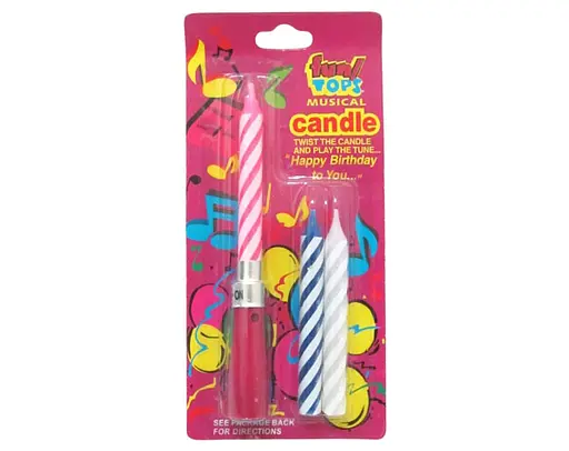 Свеча музыкальная Happy Birthday to You, 7x0.8 см, 3 шт. (в ассортименте)