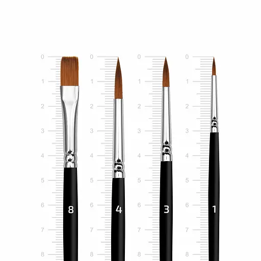 Набір пензлів №3 синтетика 4шт кругла (№1,3,4) плоска (№ 8) коротка ручка Arteo - фото 5