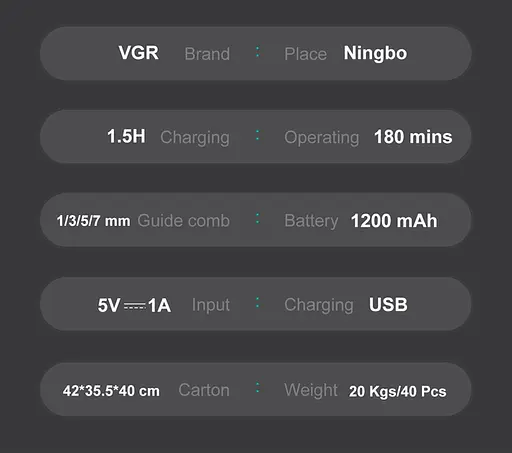Триммер аккумуляторный VGR V-949 для бороды и носа IPX6 LCD (5 насадок) - фото 7