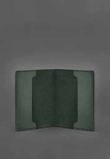 Кожаная обложка для удостоверения офицера 9.0 зеленая Crazy Horse - фото 3