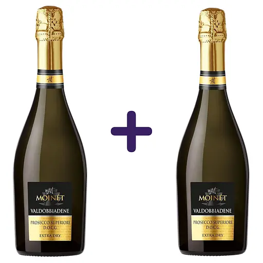Вино ігристе Moinet Valdobbiadene Prosecco Superiore DOCG біле екстра сухе 1.5 л (2 шт. х 0.75 л) - фото 1
