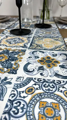 Комплект Дорожка водоотталкивающая Витраж плитка синяя 400х40 см 4 шт. - фото 2