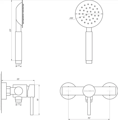 Смеситель для душа Globus Lux Alpen SBT1-105 Нержавеющая сталь - фото 5