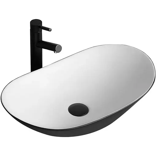 Умивальник Rea Royal black white накладний REA-U6600, Чорний - фото 1