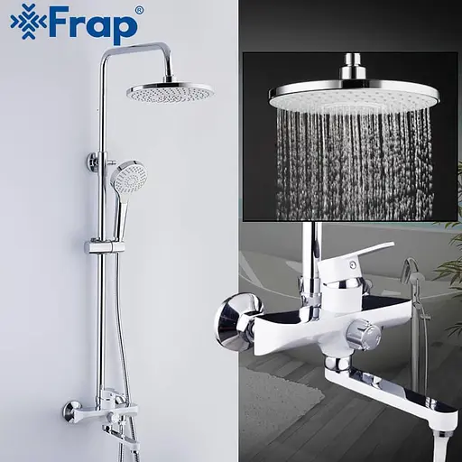 Душевая система Frap F2441 с поворотным изливом, белый/хром - фото 3