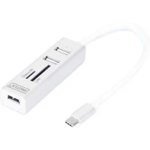 Картридер алюмінієвий Digutus USB Type-C - 3xUSB-A/SD/MicroSD