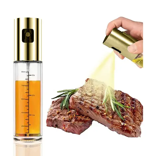 Распылитель диспенсер бутылка спрей для масла, уксуса, соусов, 100 мл стекло, Kitchen Master Золотистый 86131 - фото 1