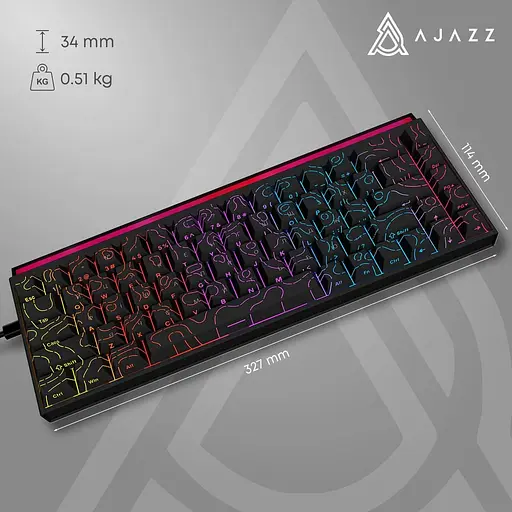 Клавіатура Ajazz NK68 Red switches Side Contour Black (NK68-R-S-B) - фото 9