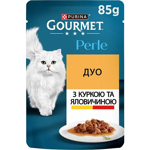 Влажный корм для кошек Gourmet Perle Duo с говядиной и курицей 85 г - фото 1