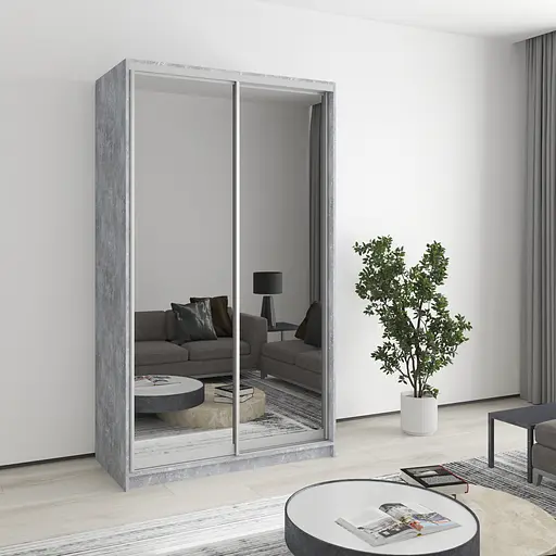 Шафа-купе дводверна MebelStar Стандарт AL 2 Дзеркала 120x45x210 см Бетон (MBS-2497)