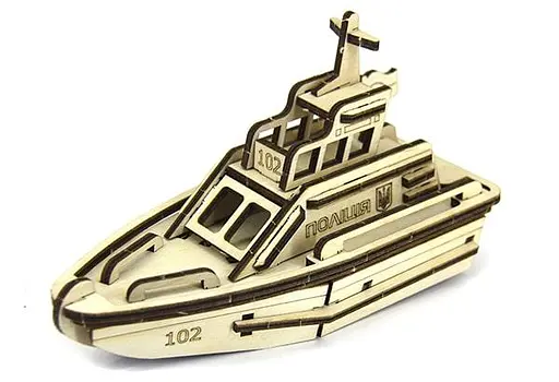 Дерев'яний конструктор Поліцейський Катер 46 деталей - фото 1