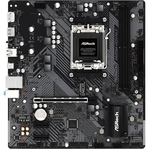 Материнская плата ASRock AM5 A620M-HDV/M.2, A620, 2xDDR5, Int.Video (CPU), 2xSATA3, 2xM.2, 1xPCI-E 4.0 16x, 2xPCI-E 3.0 1x, 1x, 1x RTL8111H, 5xUSB3.2/6xUSB2.0, Type-C, HDMI/DP, Micro ATX