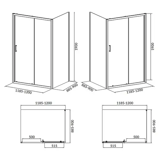 Душевая кабина Cersanit Brasco 120x90 см прямоугольная раздвижная прозрачное стекло без поддона black S168-016, прозрачный, черный - фото 2
