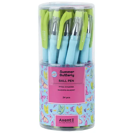 Набір ручок Axent Summer Butterly кулькові 24 шт. сині (AB1049-41-A) - фото 2