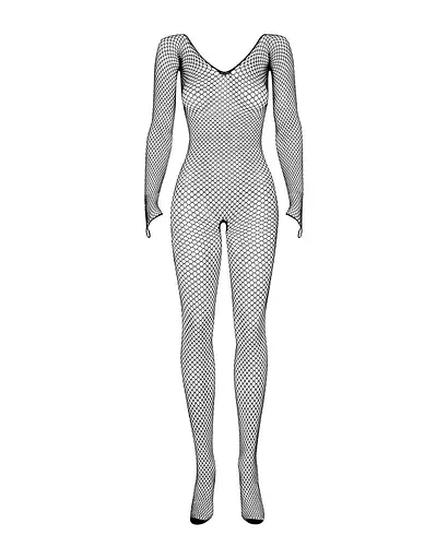 Сітчастий бодістокінг з довгим рукавом Obsessive Bodystocking N109 black чорний комбінезон S/M/L - фото 3