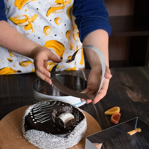 Набір металевих форм для складання тортів десертів та формування салатів та закусок 20х20 см H 5 см, Master Class Сріблястий 85792 - фото 7