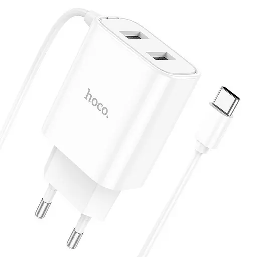 Зарядний пристрій Hoco C103A Courser 2 спідниці порту та кабель - фото 2