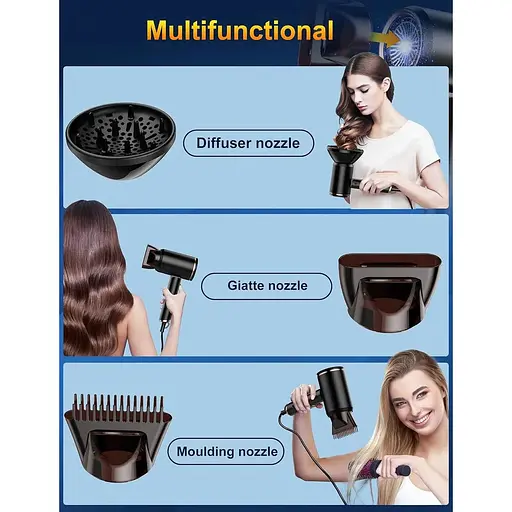 Професійний дорожній фен Vbrisi складаний з іонізацією 2400 Вт із кнопкою "гарячий/холодний" - фото 2