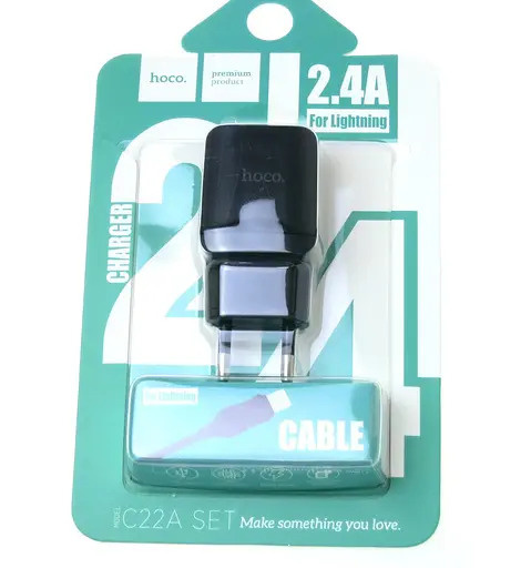 Адаптер сетевой Hoco Lightning cable C22A |1USB, 2.4А| - фото 2
