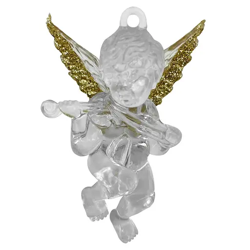Новорічна підвіска MIS LT Янгол з скрипкою 4,5х2х6 см прозорий/золотий - фото 1