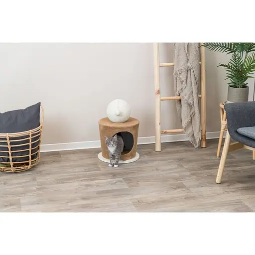 Когтеточка-дом Trixie для кошек Пещера с шаром МДФ/джут/плюш серо-коричневая 36х50 см - фото 4