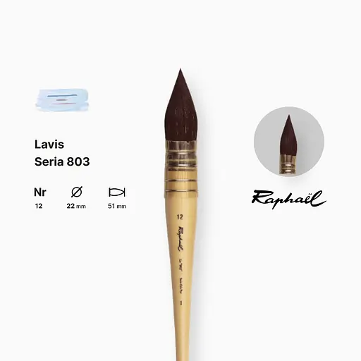 Кисть белка круглая Raphael Lavis, №12, французская вязкая, короткая ручка - фото 2