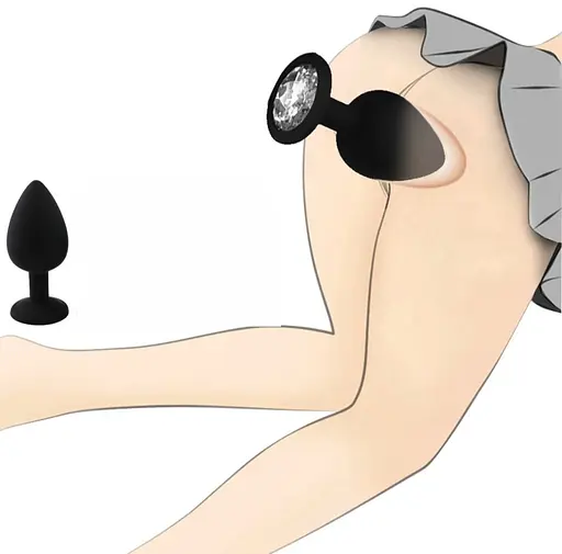 Анальна пробка з кристалом, чорна анальна пробка, анальна пробка зі стразою маленька S - фото 4