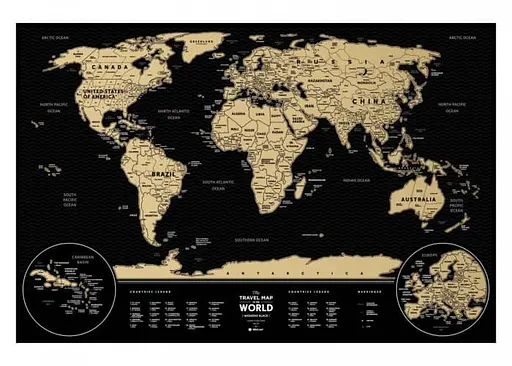 Скретч карта мира 1DEA.me Travel Map Weekend Black World (gold) (англ.) (13072) - фото 2