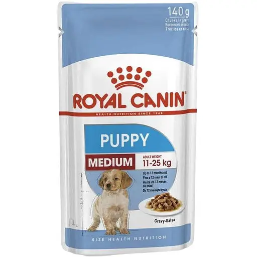 Влажный корм Royal Canin Medium Puppy для щенков собак средних пород в возрасте от 2 до 10 месяцев 1,4 кг (10 шт. х 140 г) - фото 2
