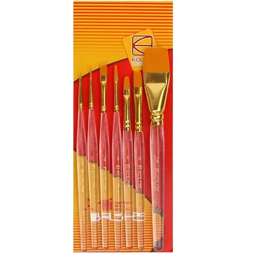 Набор кистей 7016 синтетика круглая/плоская/угловая/овальная 2/3/1/1шт Kolos