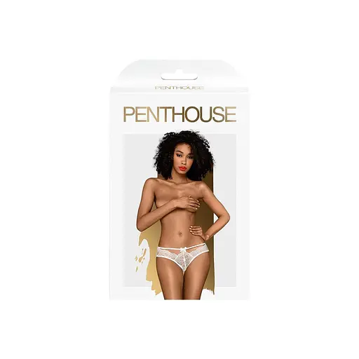 Трусики-бразиліана Penthouse Adore Me White квіткове мереживо тонкі ремінці бантики L/XL - фото 3