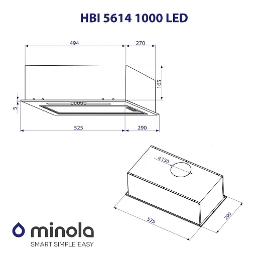 Витяжка повновбудована Minola HBI 5614 WH 1000 LED - фото 10