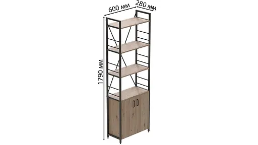 Етажерка 4/60 Серії Конект з тумбою 179x60x28 Чорний ДСП Дуб Сан-Марино FRD-104485 - фото 3