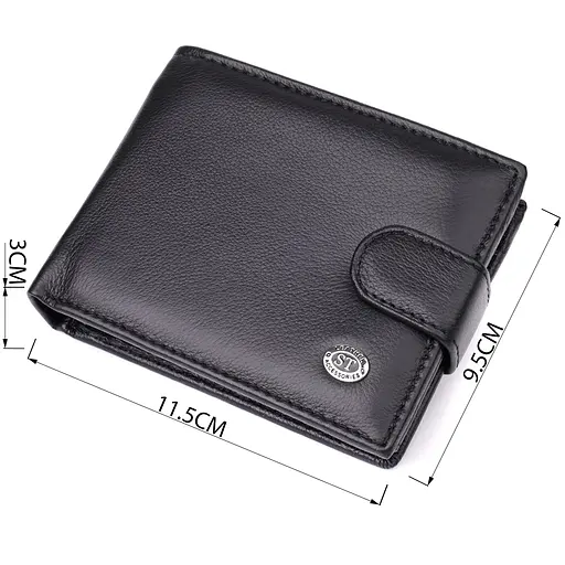 Місткий чоловічий гаманець горизонтальний з натуральної шкіри ST Leather 11.5х9.5х3 см acs0029631 - фото 3