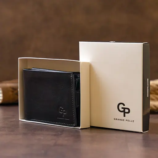 Мужской кожаный портмоне Grande Pelle 11х9х2 см acs0026386 - фото 8