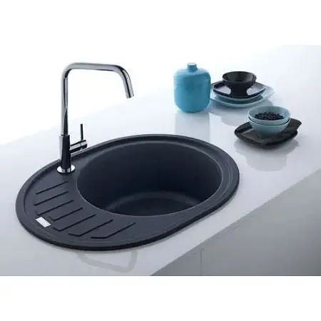Кухонна мийка Franke Ronda, фраграніт, овал, з крилом, 620х500х200мм, чаша - 1, накладна, ROG 611-62, онікс - фото 2